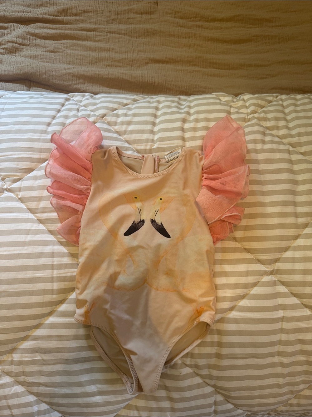 Girls Pink Ruffle Sleeve One-Piece Swimsuit